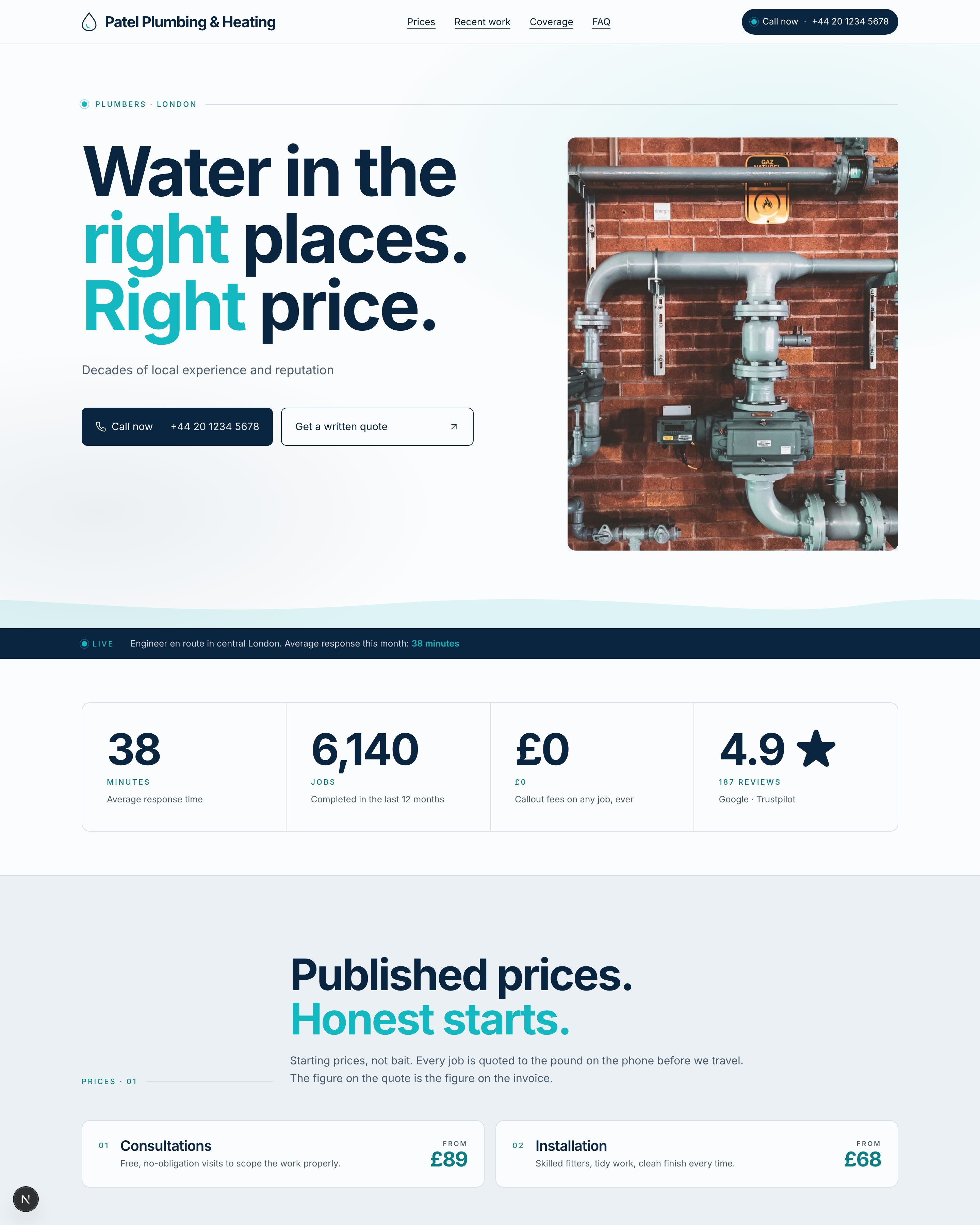 Plumbers template preview
